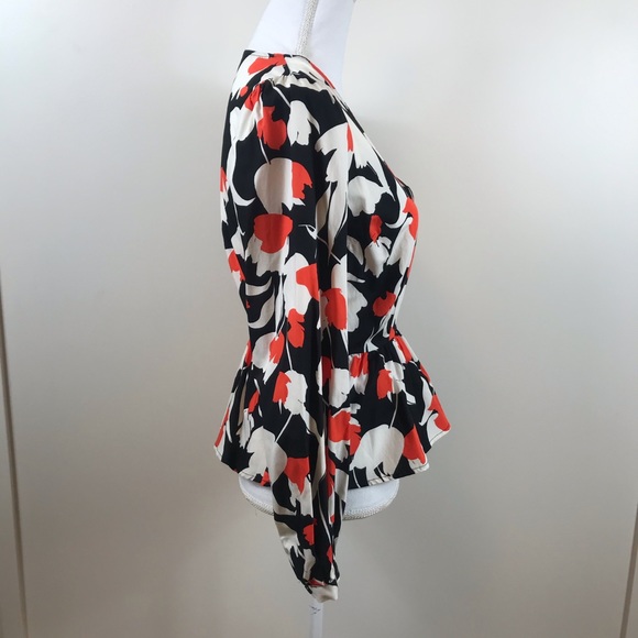 NWT  Floral Long Sleeve Wrapped Top - Picture 2 of 6